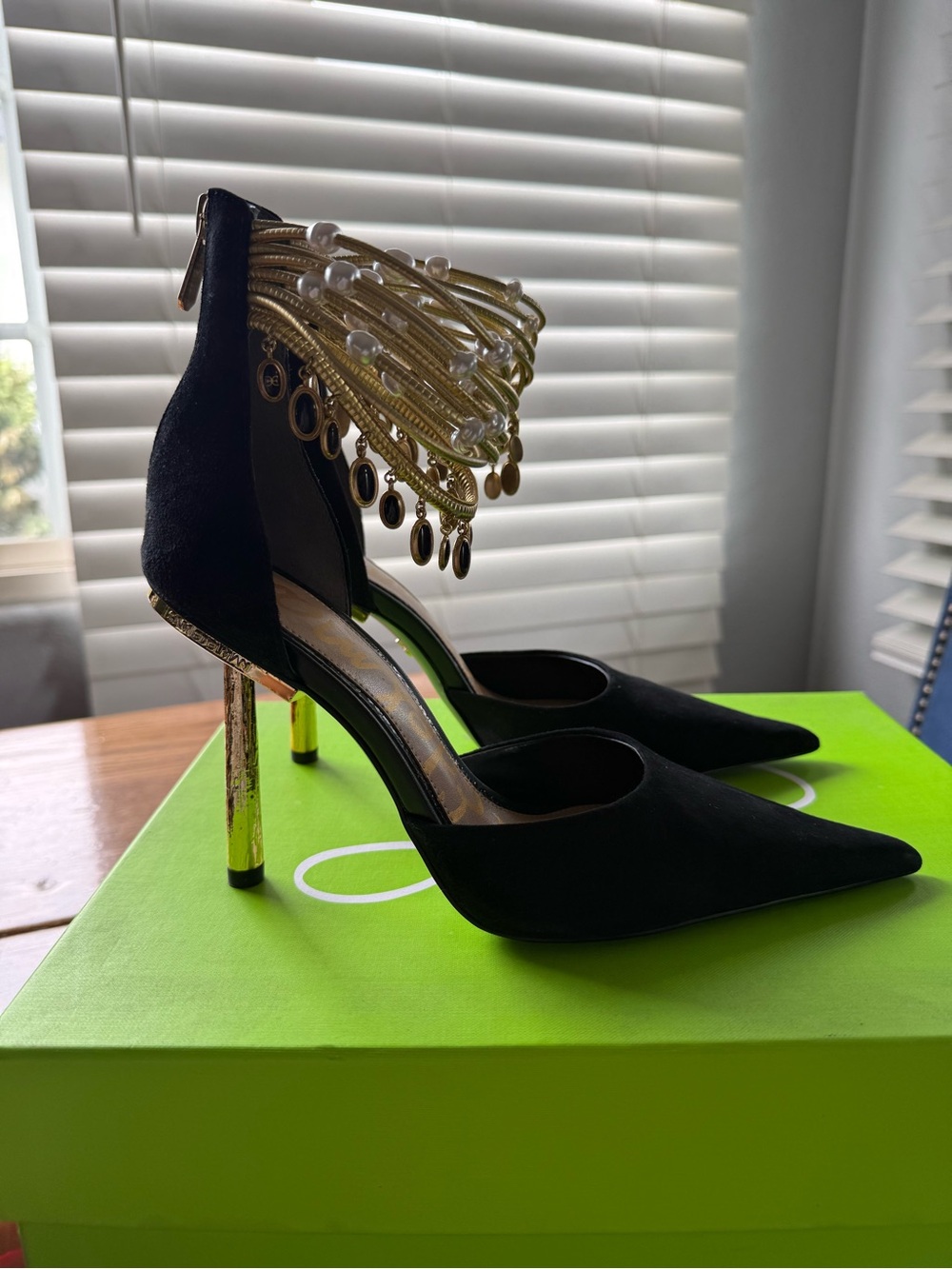 Sam Edelman Black Suede Pointed-Toe Pumps
